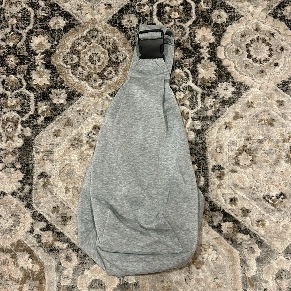Gray Pet Sling Carrier with Checked Lining - Brand: